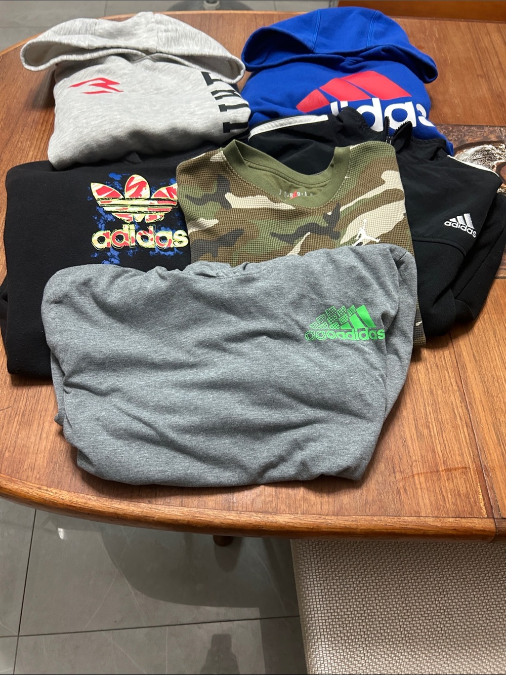 Adidas,Nike,and Jordan hoodie and shorts bundle. Size kids medium.